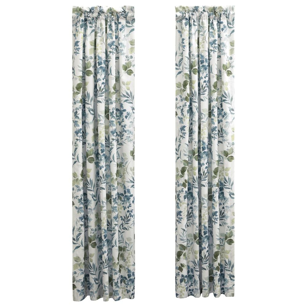 Royal Court Evergreen 84" x 50" Window Panel Pair in Blue and Green, , large