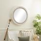 Maple and Jade 34" Round Wall Mirror in Distressed White and Dark Gray, , large