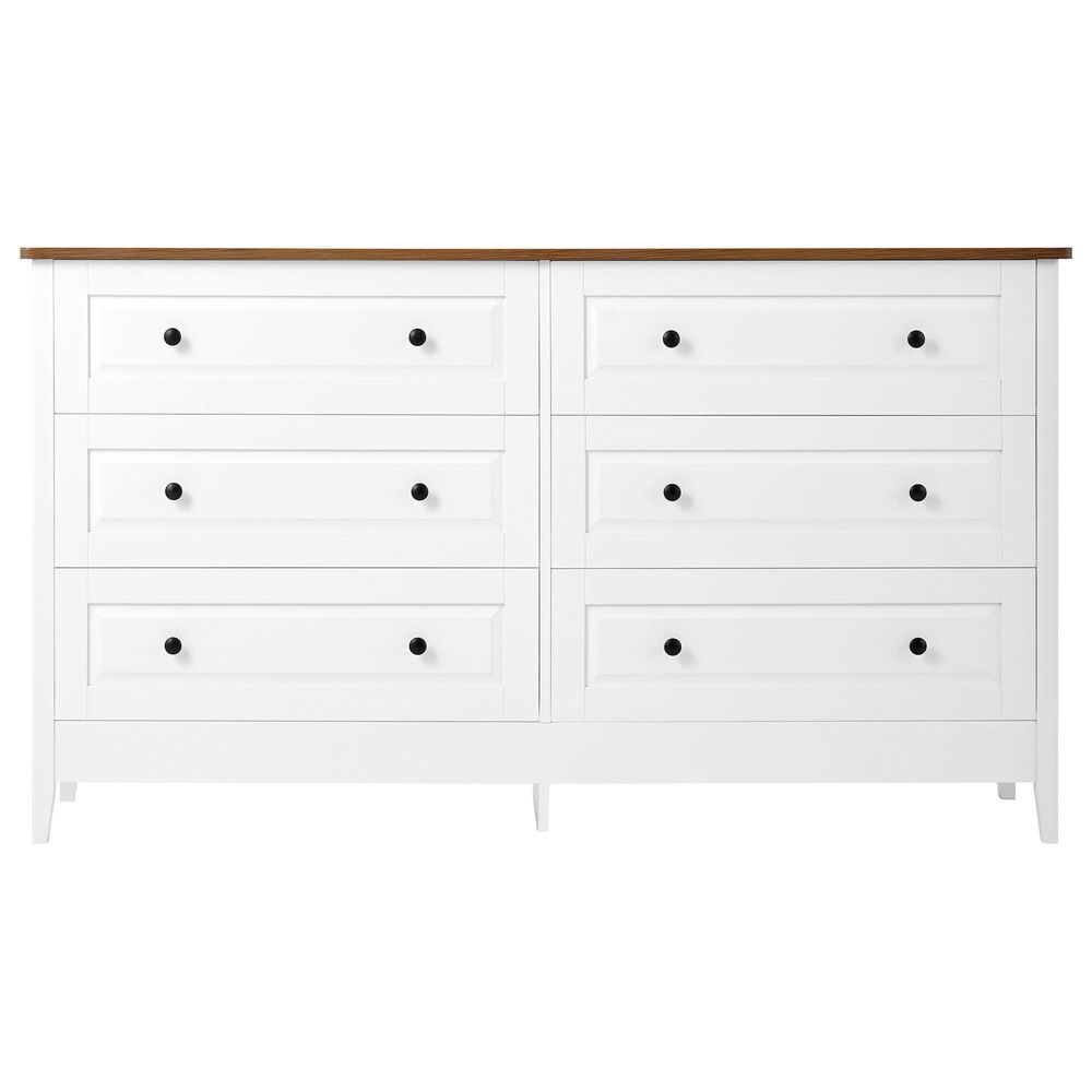 Hearth and Haven 6-Drawer Dresser in White, , large