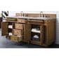 James Martin Vanities Bristol 72" Double Bathroom Vanity in Saddle Brown with 3 cm Arctic Fall Solid Surface Top and Rectangular Sinks, , large
