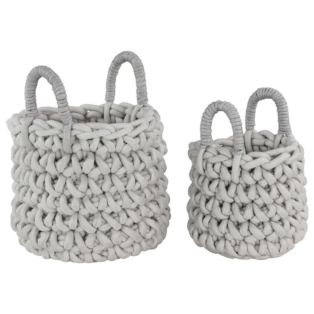 Maple and Jade Assorted Large Storage Baskets in Grey (Set of 2), , large