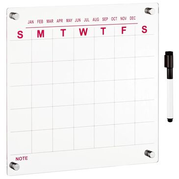 mDesign 17.71" x 17.71" Wall Mount Monthly Calendar with Marker in Clear and Pink, , large