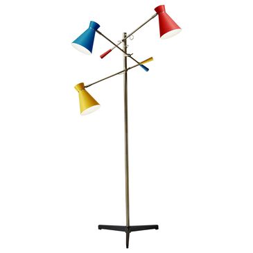 Adesso Lyle 3-Arm Floor Lamp in Antique Brass and Black, , large