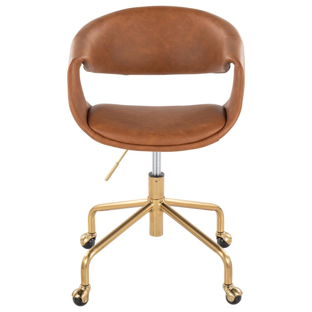 Lumisource Curvo Task Chair with Camel Cushion in Gold, , large