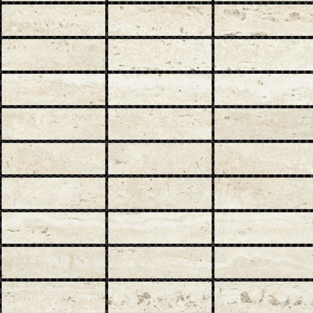Emser Jargon Ivory 1" x 4" Stacked on 12" x 12" Honed Porcelain Mosaic Sheet, , large