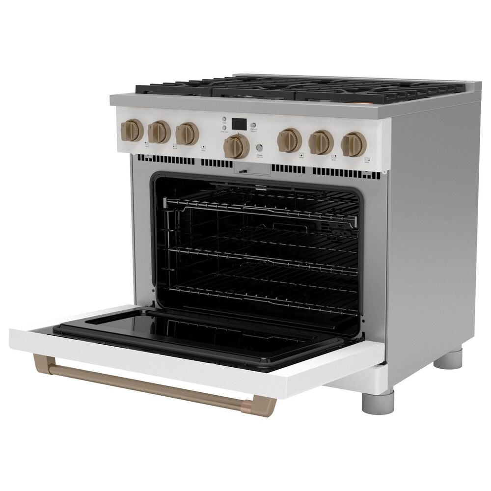 Cafe 6.2 Cu. Ft. Freestanding Natural Gas Range in Matte White and Brushed Bronze, , large