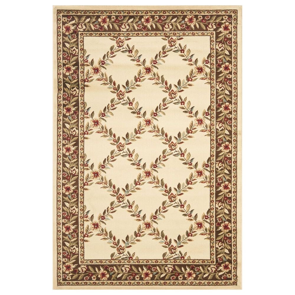 Safavieh Lyndhurst LNH557 4" x 6" Ivory and Brown Area Rug, , large