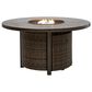 Ashley Monterey Point Round Fire Pit Table in Dark Brown, , large