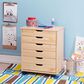 Linon Home Decor Cary 6-Drawer Wide Rolling Cart in Natural, , large