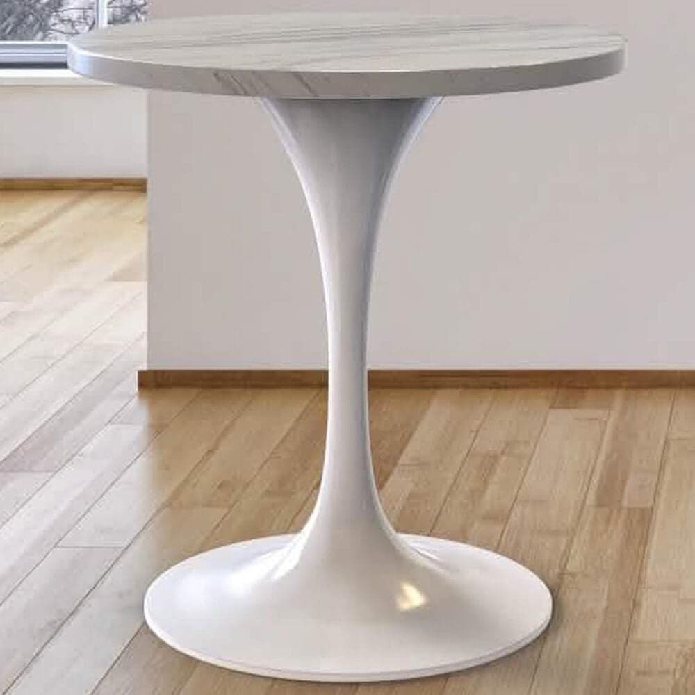 Leisuremod Verve 27&quot; Round Dining Table with Resin Top in White - Table Only, , large