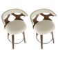 LumiSource Gardenia Swivel Fixed-Height Counter Stool with Cream Fabric Upholstery in Chrome and Walnut (Set of 2), , large