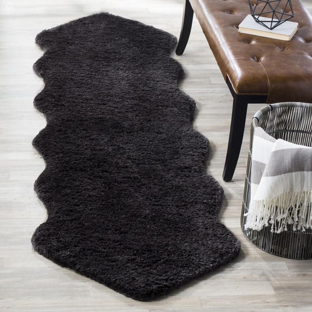 Safavieh Sheep Shag SSG101C 2&#39;3&quot; x 6&#39; Charcoal Runner, , large