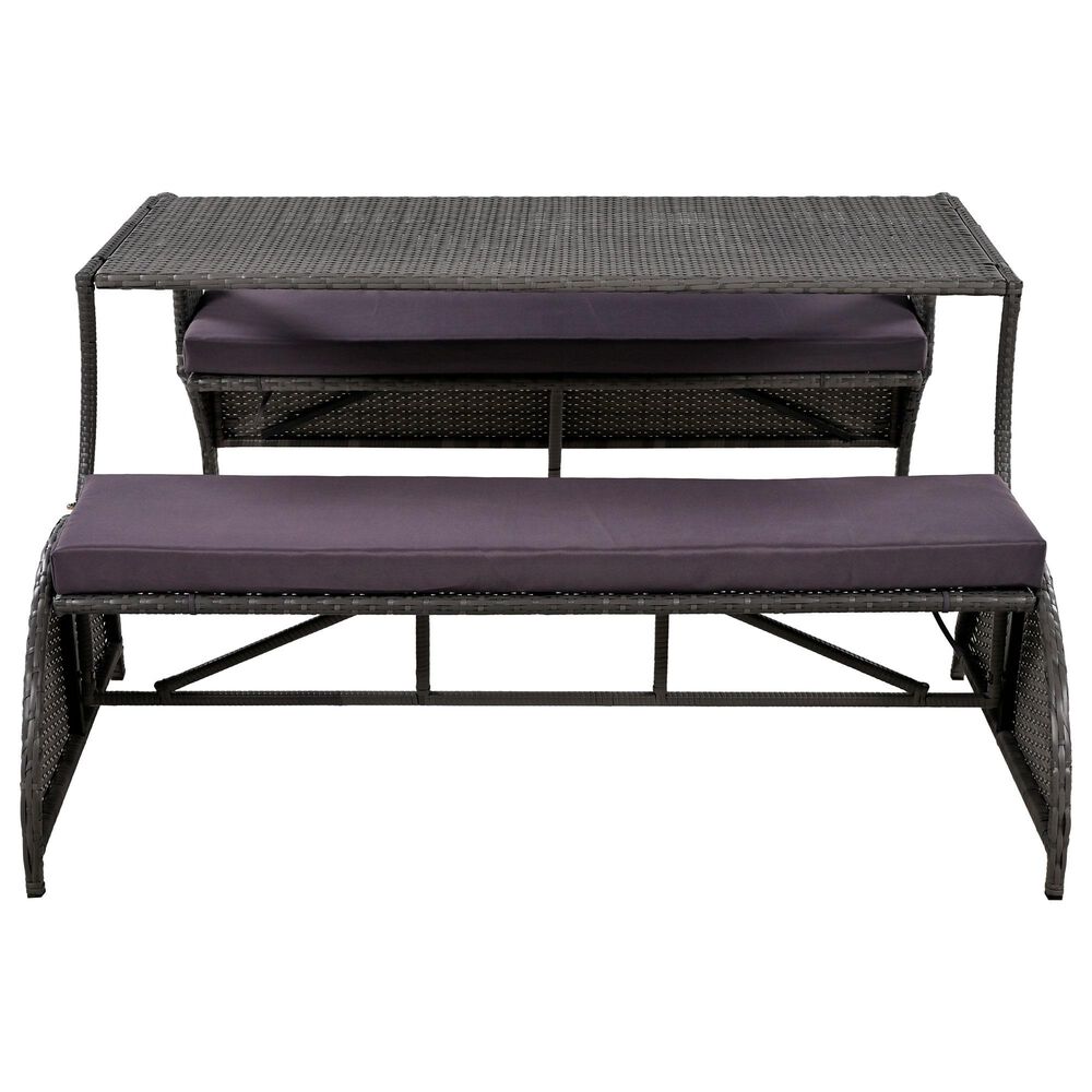 Hearth and Haven U Style Outdoor Loveseat with Convertible Seating in Gray, , large