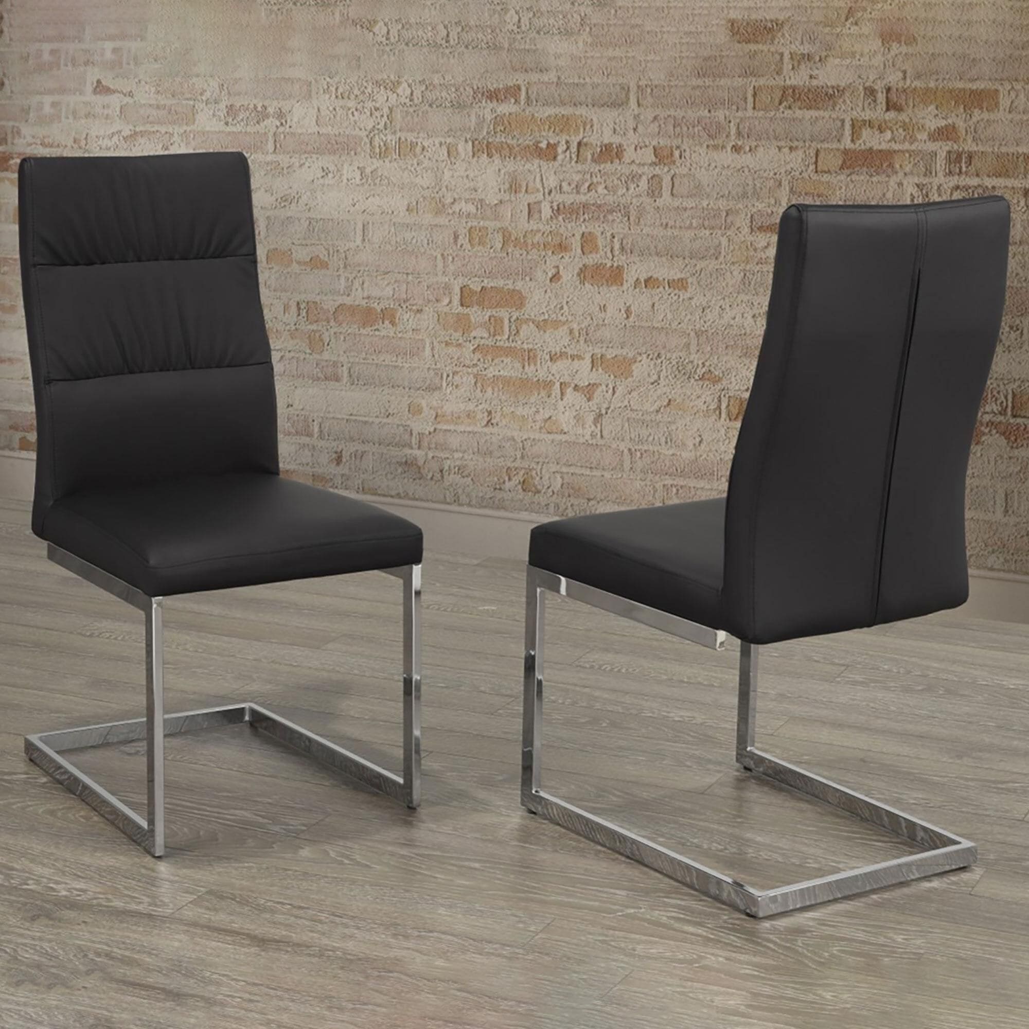 Brassex Cierra Dining Chair with Black Cushion in Silver Set of 2
