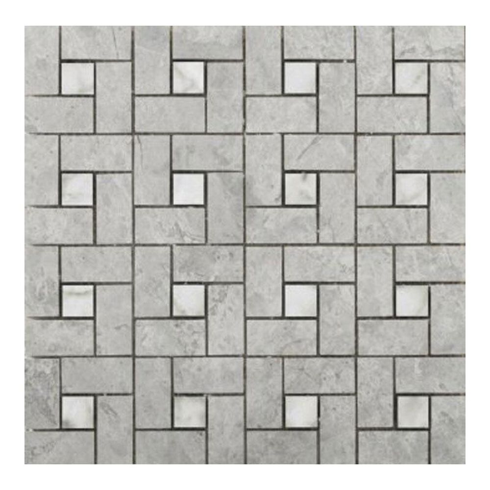 Emser Pinwheel Silver 12" x 12" Natural Stone Tile, , large