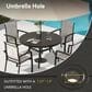Hearth and Haven Outdoor 53" Round Dining Table with Umbrella Hole in Black - Table Only, , large
