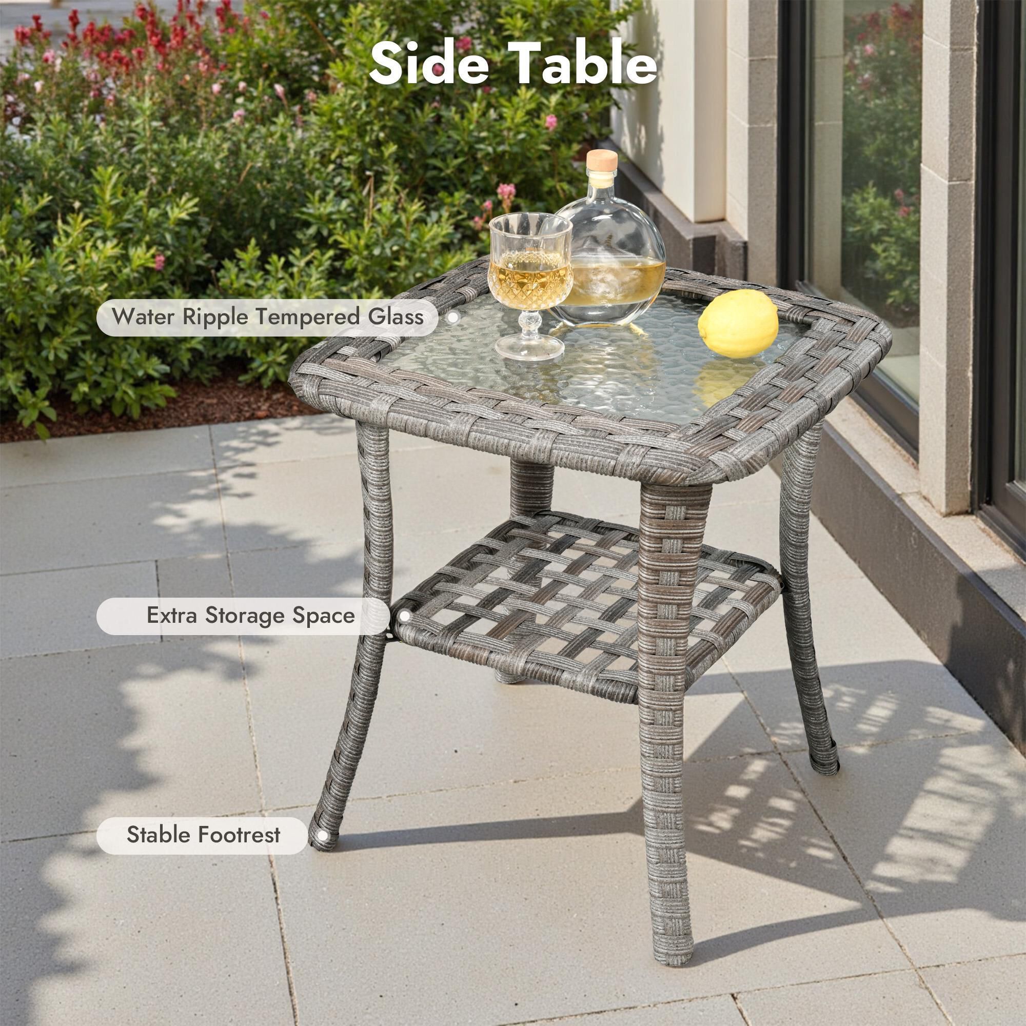 HOMLUX 3-Piece Outdoor Chat Set in Beige