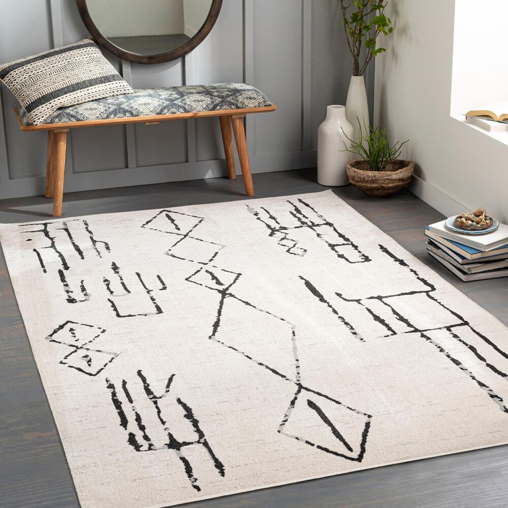 Surya Lavadora Bohemian 7&#39;10&quot; x 10&#39; Black, Gray and Light Gray Area Rug, , large