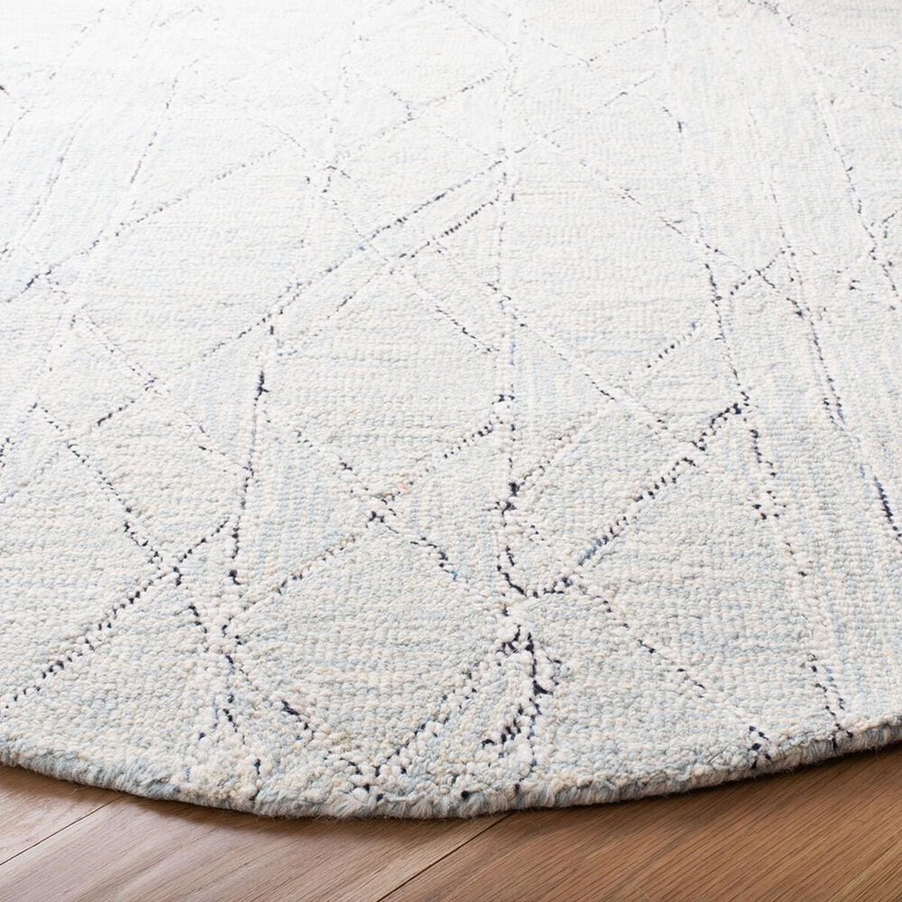 Safavieh Micro-Loop 5&#39; Round Ivory and Light Blue Area Rug, , large