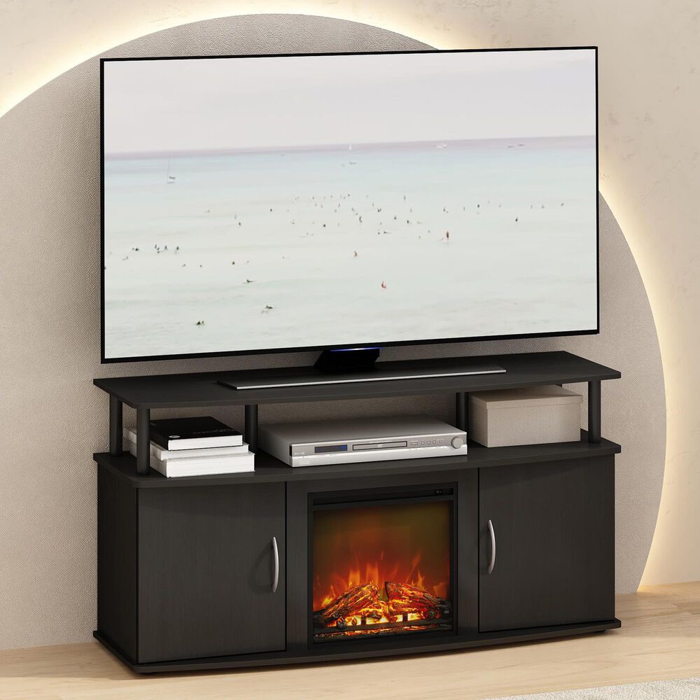 HOMLUX 47" TV Stand with No Heat Electric Fireplace and Two Doors in Americano and Black, , large