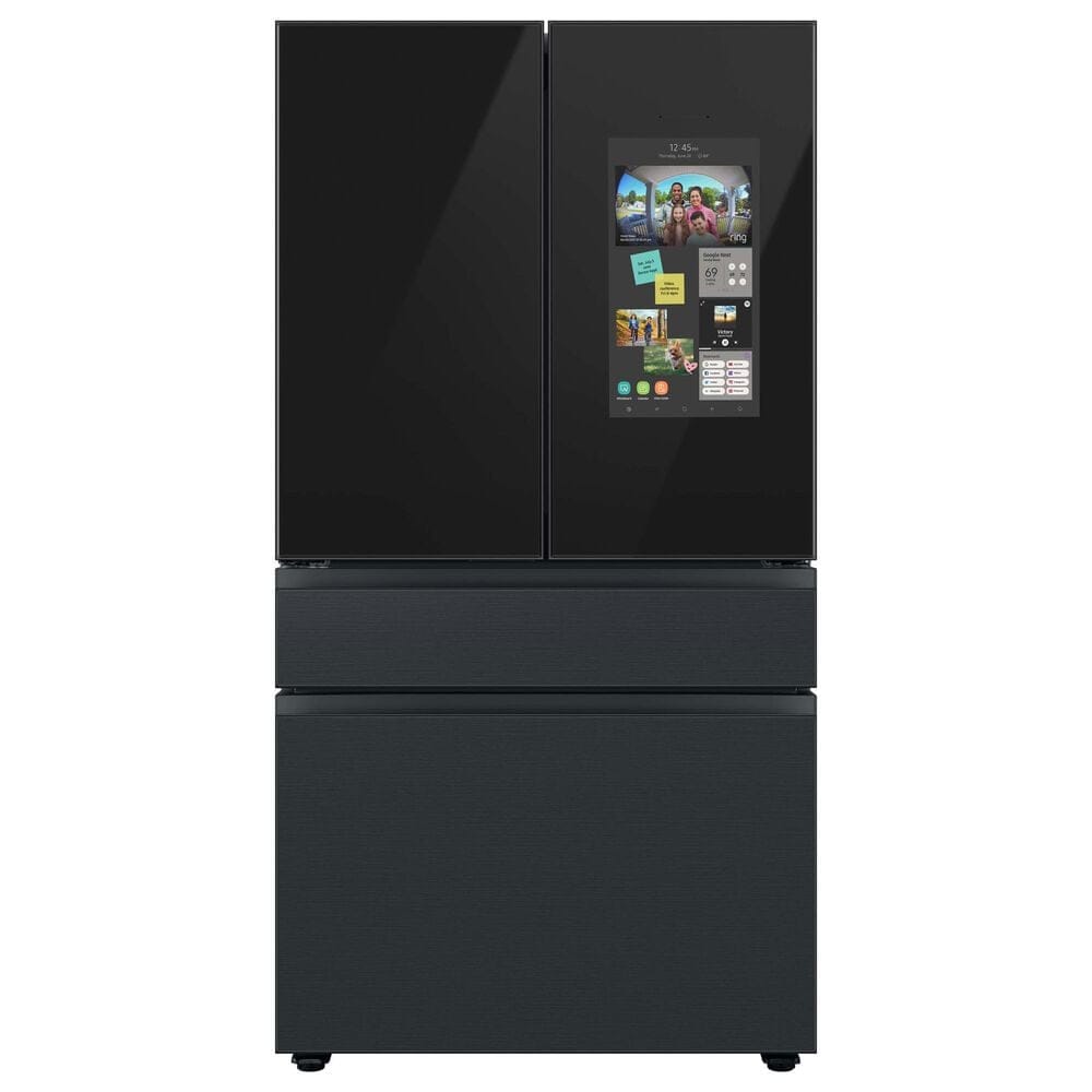 Samsung Bespoke Bespoke 29 Cu. Ft. French Door Refrigerator - Charcoal Glass Top and Family Hub Panels with Matte Black Steel Middle and Bottom Panels Included, , large