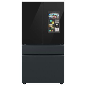 Samsung Bespoke Bespoke 29 Cu. Ft. French Door Refrigerator - Charcoal Glass Top and Family Hub Panels with Matte Black Steel Middle and Bottom Panels Included, , large