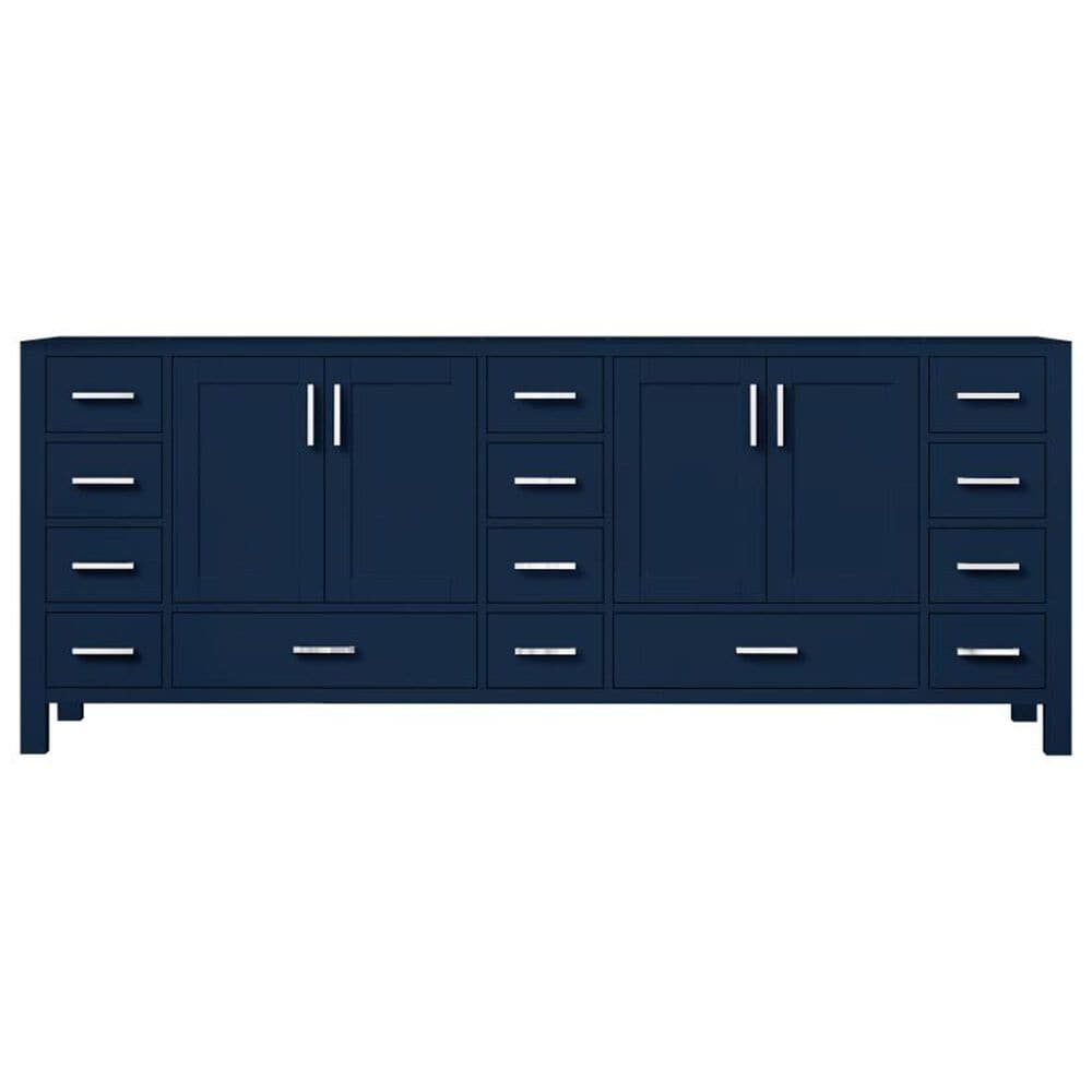 Lexora Home Jacques 84&quot; Double Bathroom Vanity in Navy Blue with 2 cm White Cultured Marble Top and Rectangular Sinks, , large