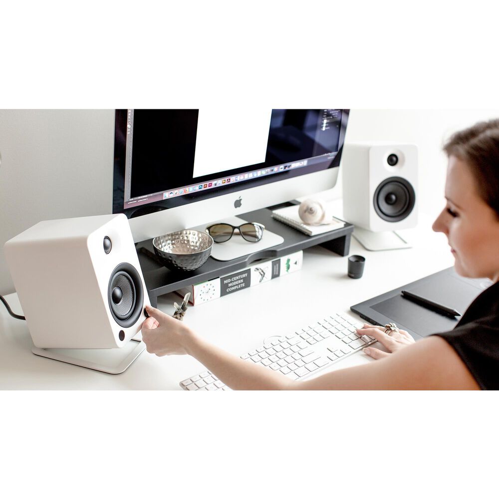 Kanto Angled Desktop Speaker Stand for Midsize Speakers in White (Set of 2), , large