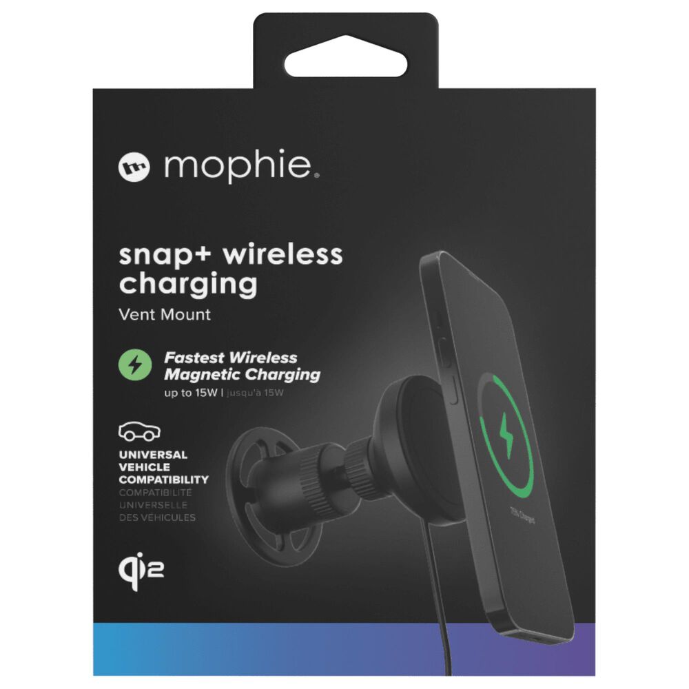 Mophie 15W Snap Plus Wireless Charging Car Vent Mount in Black, , large