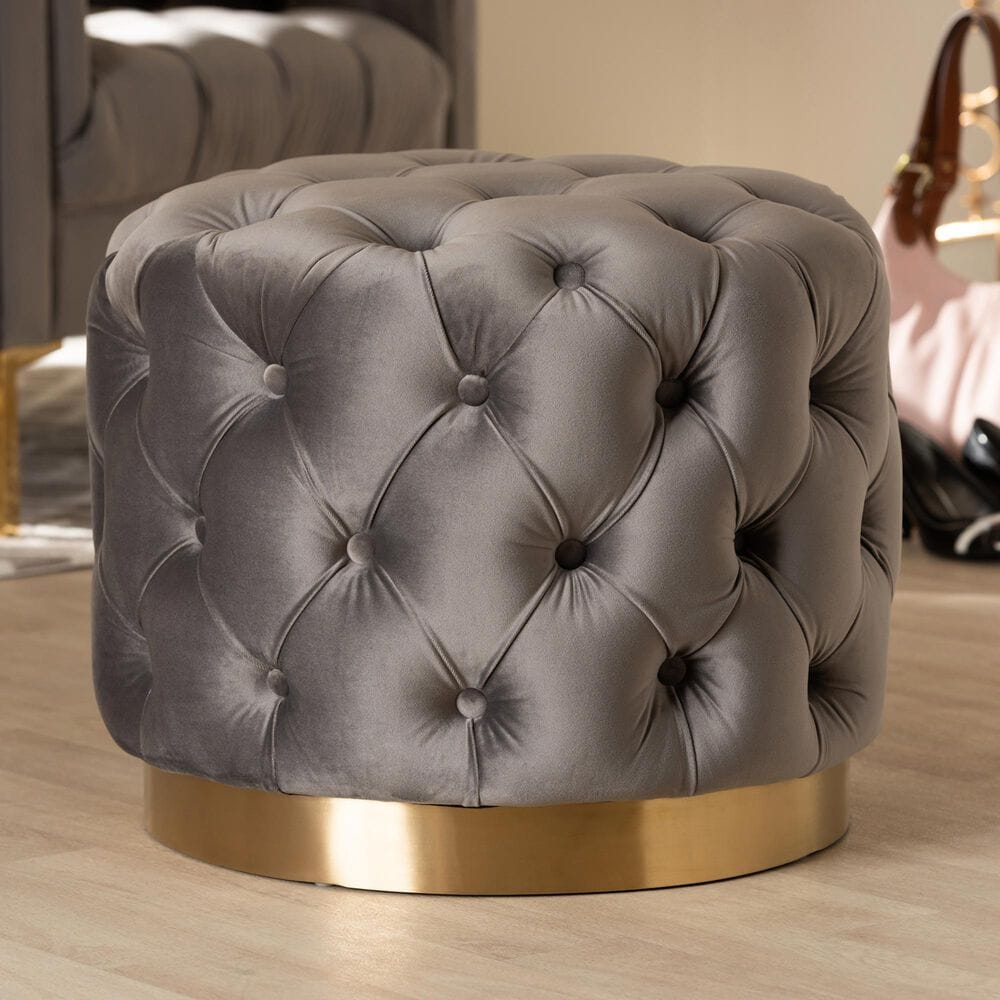 Baxton Studio Valeria Ottoman in Slate Grey, , large