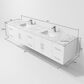 Lexora Home Geneva 84" Double Bathroom Vanity in Glossy White with 2 cm White Carrara Marble Top and Rectangular Sinks, , large