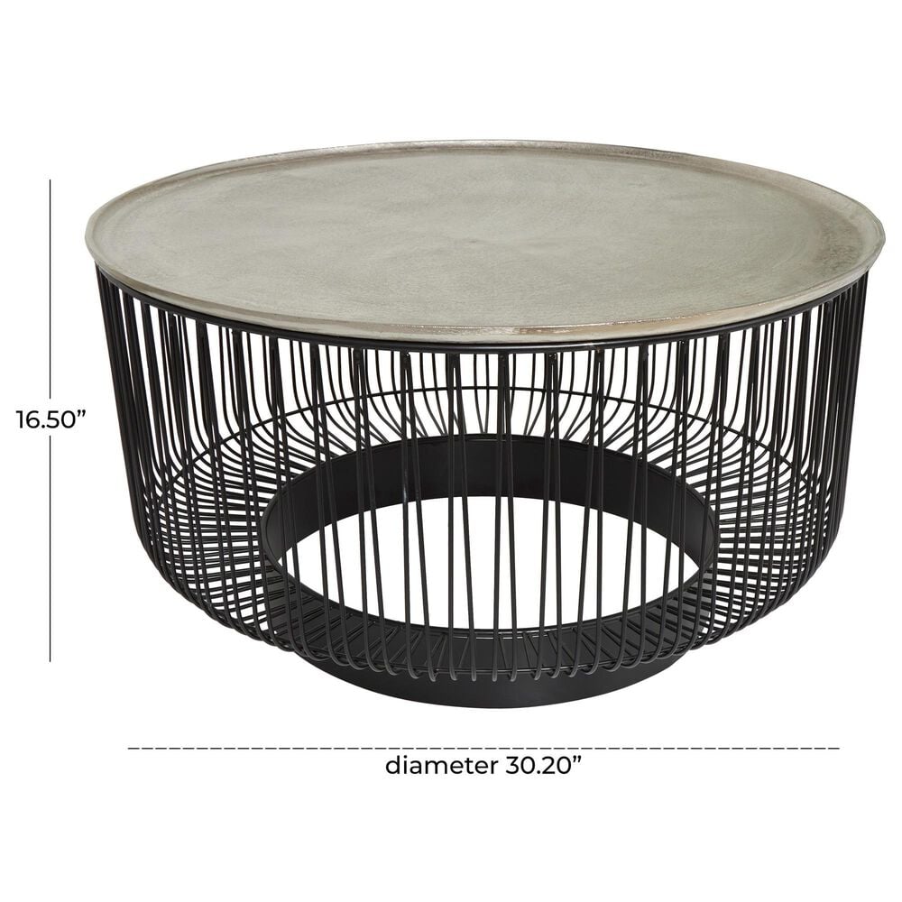 Maple and Jade Open Frame Wire Coffee Table in Black and Silver, , large