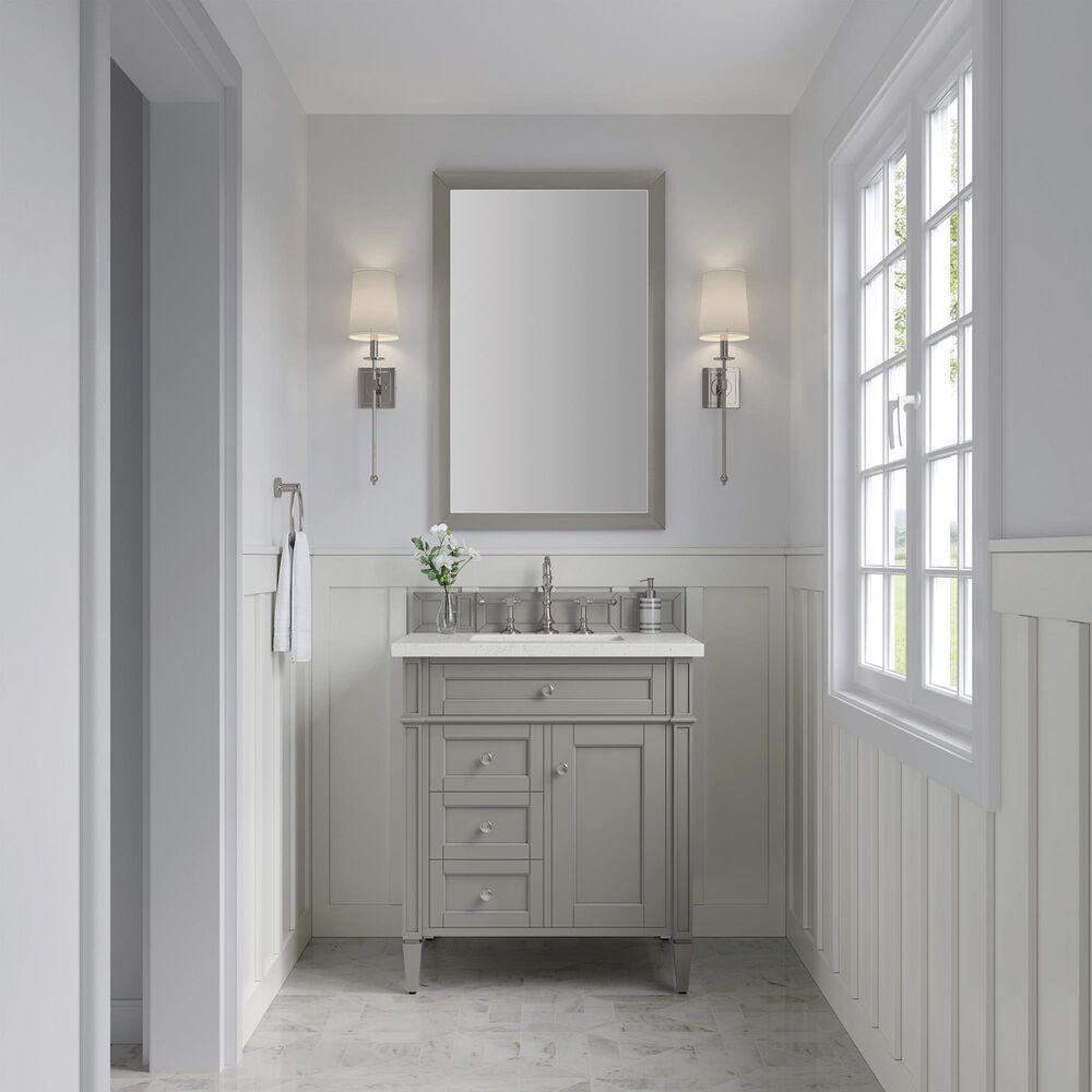 James Martin Vanities Brittany 30&quot; Single Bathroom Vanity in Urban Gray with 3 cm Lime Delight Quartz Top and Rectangular Sink, , large