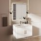 Lexora Home Geneva 30" Single Bathroom Vanity in Glossy White with 2 cm White Cultured Marble Top and Rectangular Sink, , large