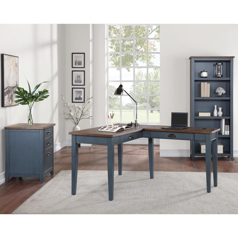 Wycliff Bay Fairmont 5-Shelf Bookcase in Dusty Blue, , large