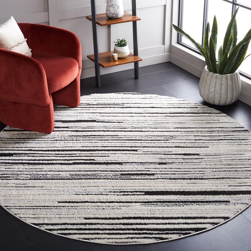 Safavieh Melody MEL116A 6&#39;7&quot; Round Ivory and Black Area Rug, , large