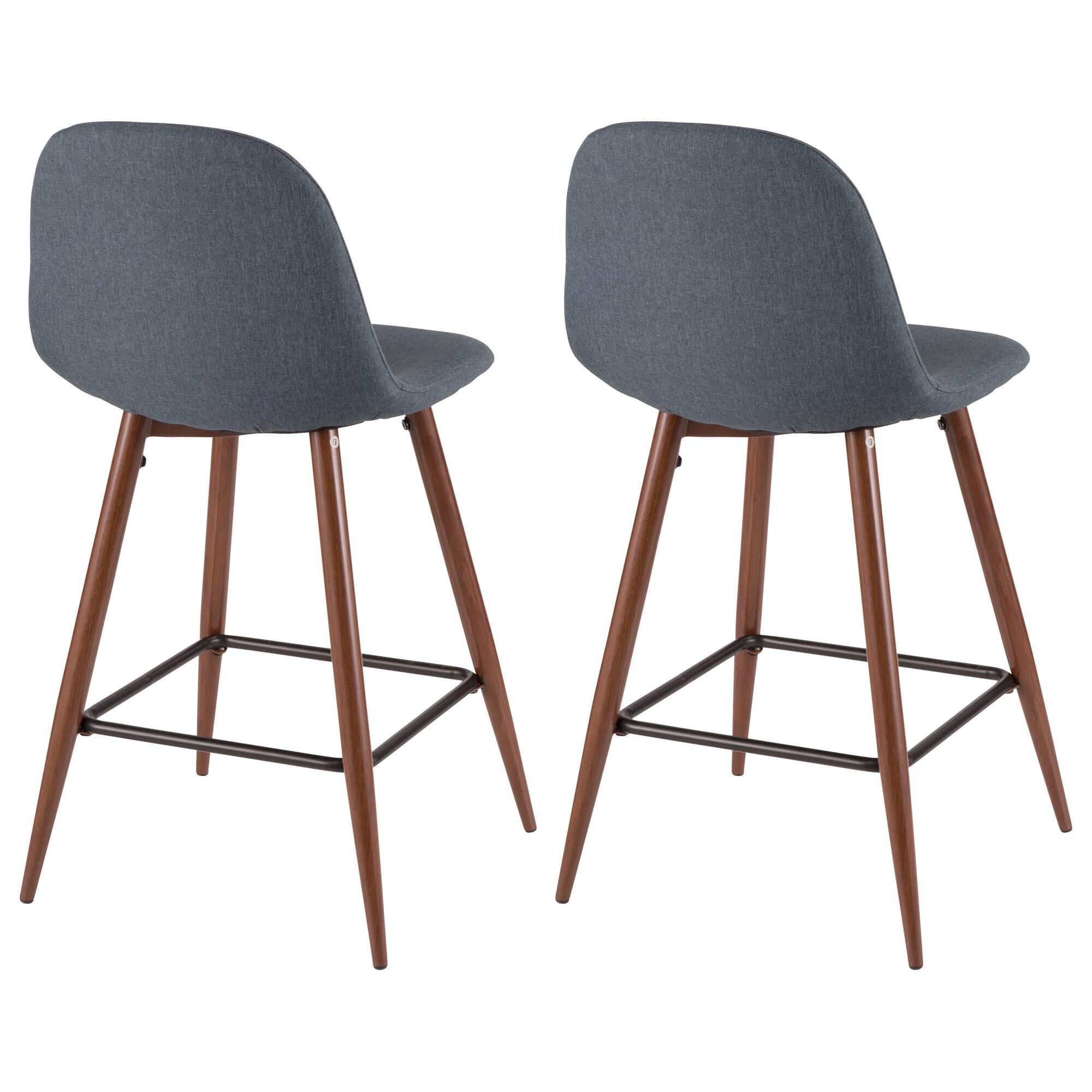 Lumisource Pebble Counter Stool in Blue Walnut Set of 2 NFM