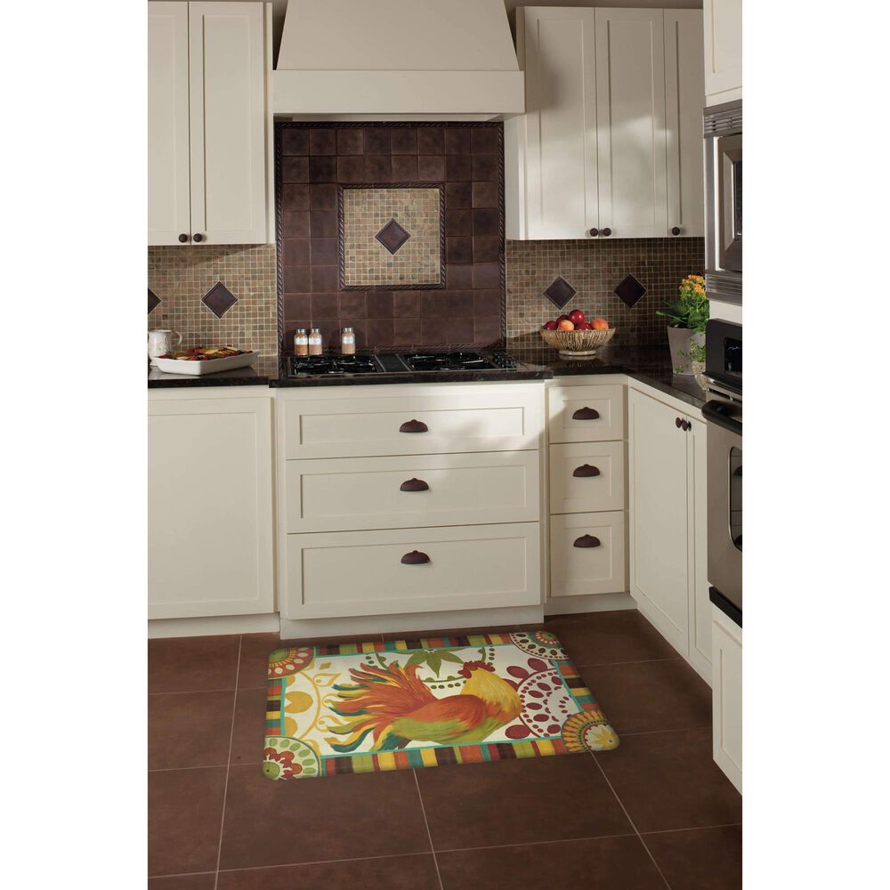 Karastan Dri-Pro Comfort Painted Spice Rooster 1&#39;6&quot; x 2&#39;6&quot; Multicolor Door Mat, , large