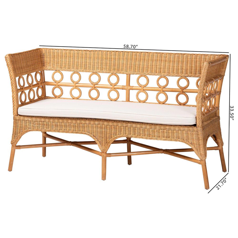 Baxton Studio Oxford Dining Bench with Armrests in Light Honey, , large
