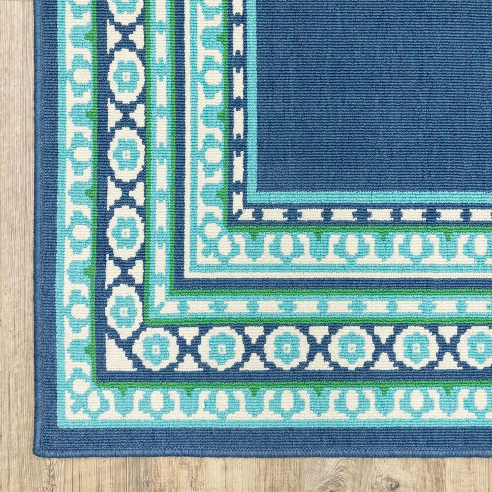 Oriental Weavers Meridian Navy and Green 2'3" x 7'6" Indoor/Outdoor Runner, , large