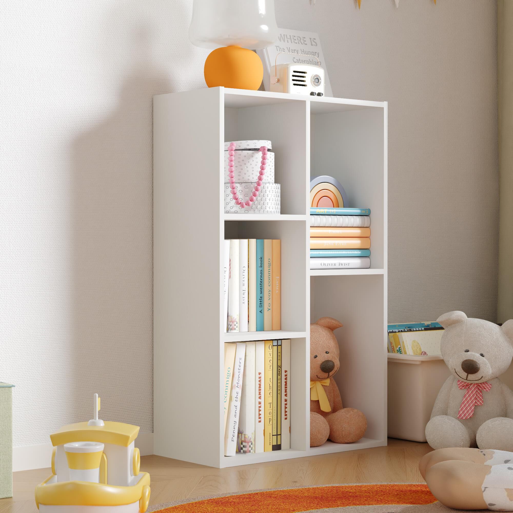 HOMLUX 5-Cube Reversible Storage Bookshelf in White