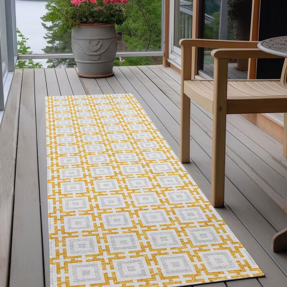 Dalyn Rug Company Marlo 2&#39;3&quot; x 12&#39; Gold Indoor/Outdoor Runner, , large