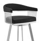 Blue River Chelsea 30" Swivel Barstool with Black Cushion in Brushed Stainless Steel, , large