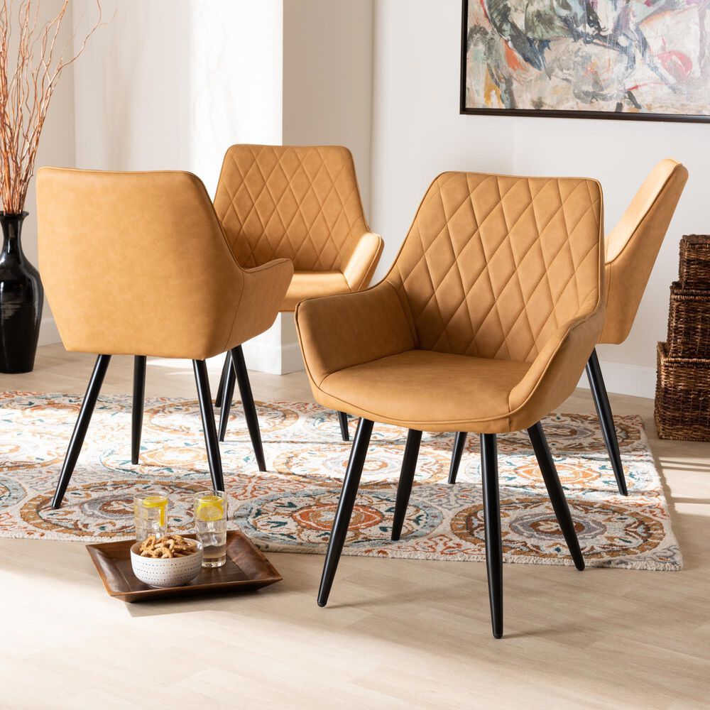 Baxton Studio Astrid Arm Chair in Black (Set of 4), , large