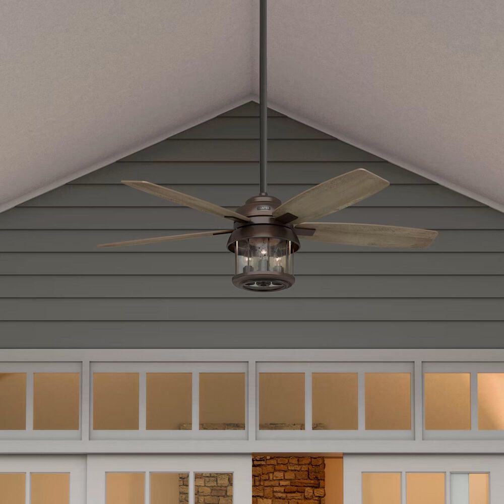 Hunter Coral Bay 52&quot; Outdoor Ceiling Fan with Lights in Weathered Copper, , large