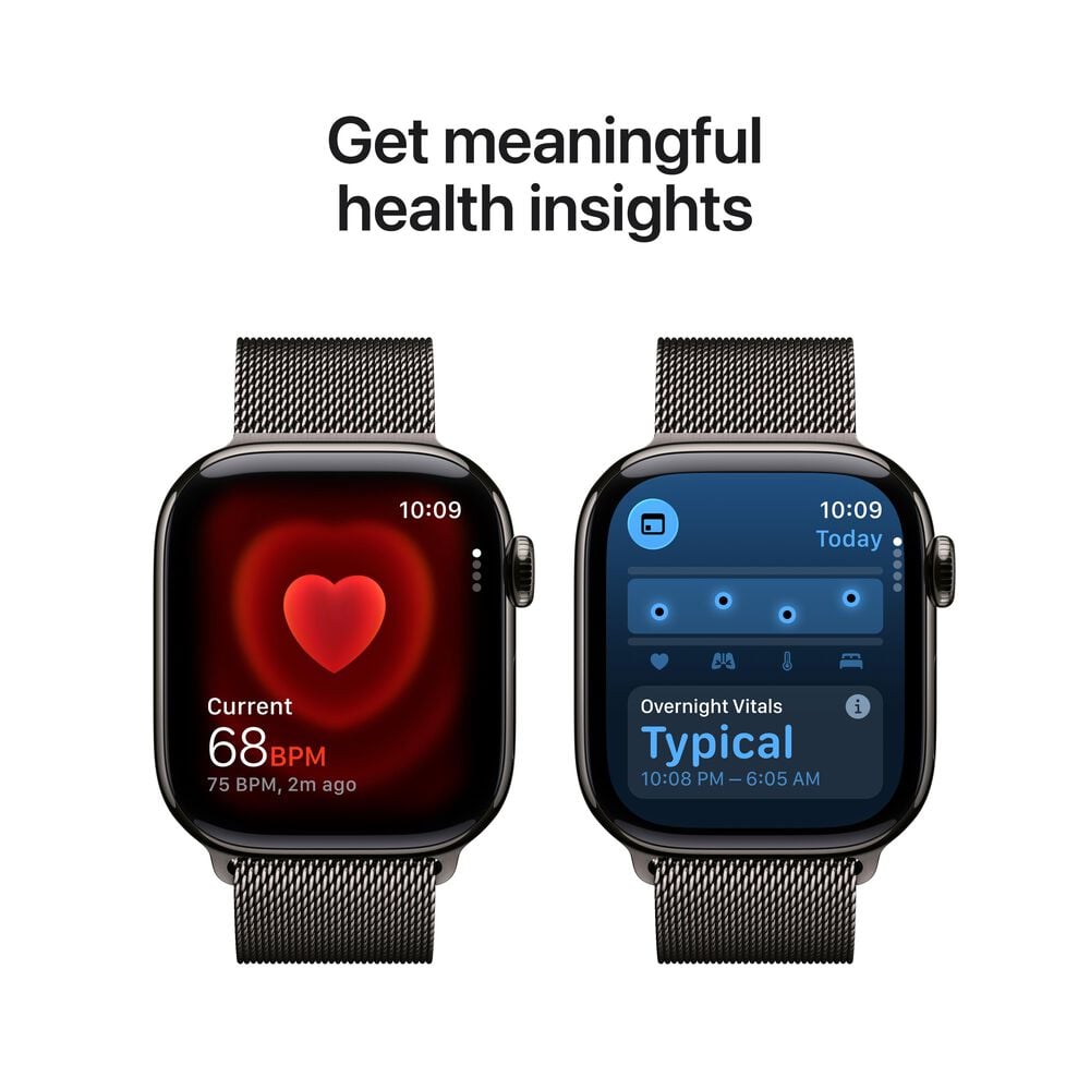 Apple Watch Series 11 &#40;GPS+Cellular&#41; 42mm Titanium Case with Slate Milanese Loop - M/L - Slate - &#40;2025&#41;, , large