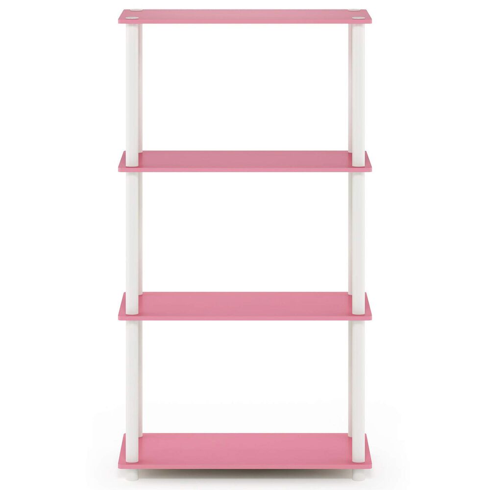 HOMLUX Turn-N-Tube 4-Tier Multipurpose Shelf Display Rack in Pink and White, , large