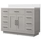 Lexora Home Abbey 48" Single Bathroom Vanity in White Oak with 2 cm White Quartz Top and Rectangular Sink, , large