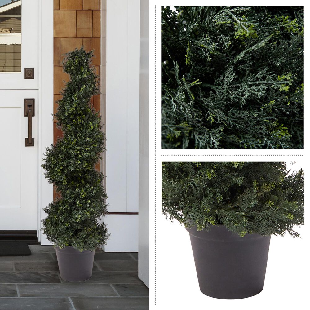 Timberlake 4' Artificial Spiral Cypress Topiary Tree with Pot in Green, , large