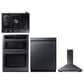 Samsung 4-Piece Kitchen Package with 30" Microwave Combination Wall Oven and 30" Gas Cooktop in Black Stainless Steel, , large